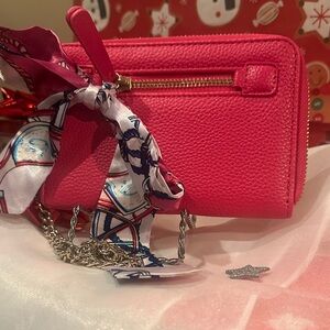 Pink Clutch with Chain and Scarf Detail